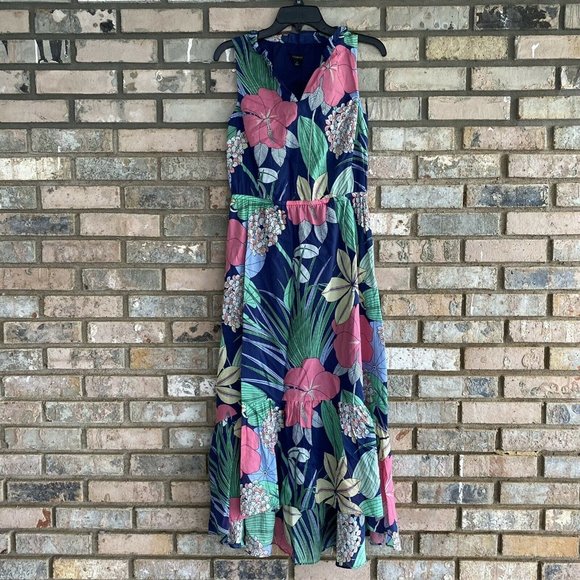 Floral Voile Hibiscus Maxi Dress Belt 